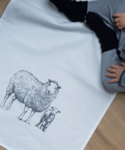 Geschirrtuch weiß, Schäfchen in grau