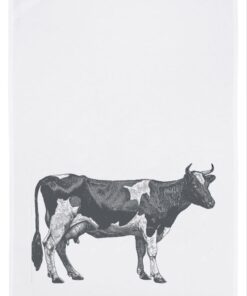Geschirrtuch weiß, Kuh in Grau