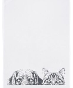 Geschirrtuch weiß, Hund und Katze